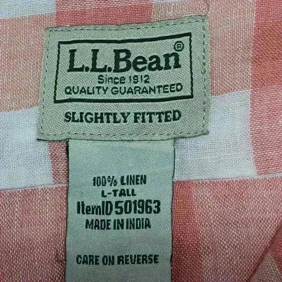 LLBEAN 💯 Linen button down  shirt . Men's size L Tall - Picture 4 of 6